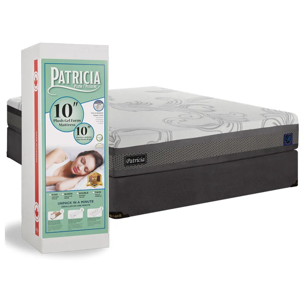 10" Mattress in a Box Gel Infused Memory Foam Mattress- Soft- Includes Zipper Cover- Model Patricia