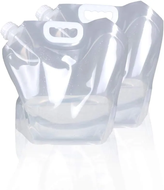 1.3 Gallon Collapsible Water Container Bag, BPA Free Food Grade Clear Plastic Storage Jug for Sport Camping Riding Mountaineer,Freezable,Food Grade (1.3 Gal, 2-pack)
