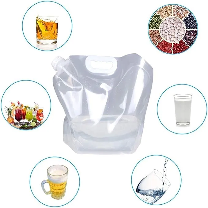2.6 Gallon Collapsible Water Container Bag, BPA Free Food Grade Clear Plastic Storage Jug for Sport Camping Riding Mountaineer,Freezable,Food Grade (2.6 Gal, 4-pack)