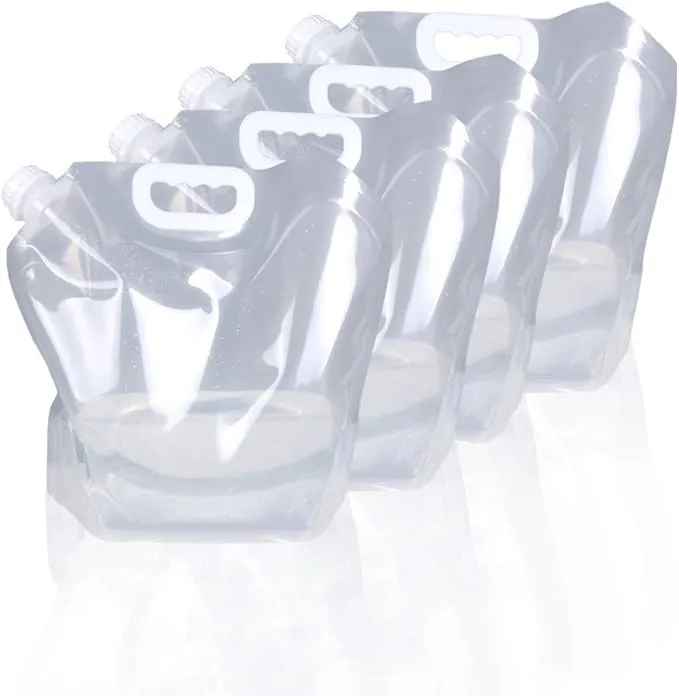 2.6 Gallon Collapsible Water Container Bag, BPA Free Food Grade Clear Plastic Storage Jug for Sport Camping Riding Mountaineer,Freezable,Food Grade (2.6 Gal, 4-pack)