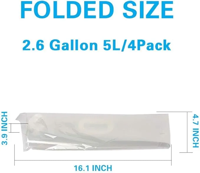 2.6 Gallon Collapsible Water Container Bag, BPA Free Food Grade Clear Plastic Storage Jug for Sport Camping Riding Mountaineer,Freezable,Food Grade (2.6 Gal, 4-pack)