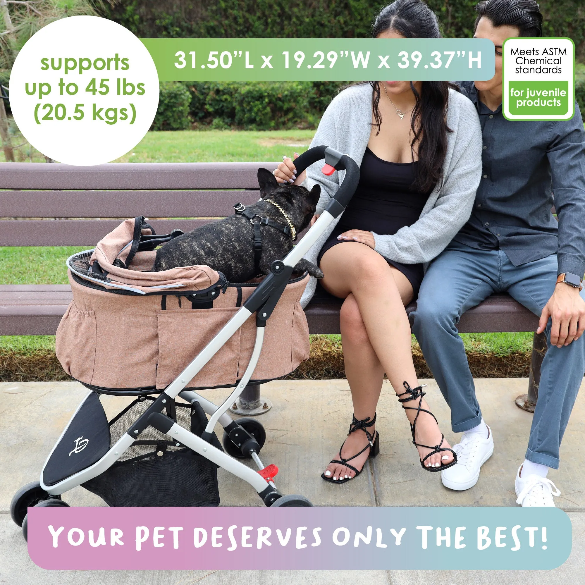 3-in-1 Newport Pet Stroller (Travel Carrier   Car Seat   Stroller), Easy Trifold/Unfold, 360º Front Rotating Wheel, Small/Medium Dogs, Cats and Pets, Supports up to 45LBS