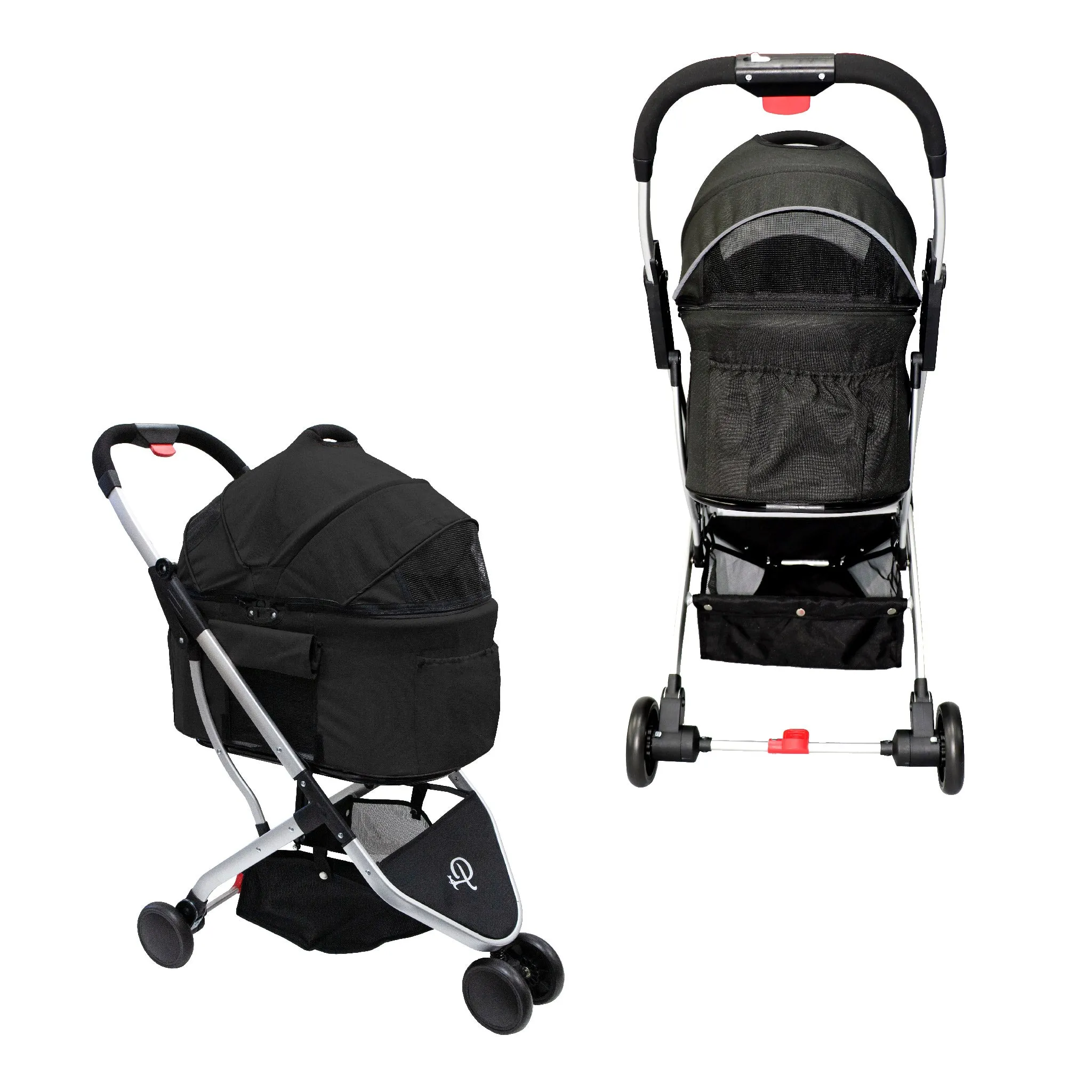 3-in-1 Newport Pet Stroller (Travel Carrier   Car Seat   Stroller), Easy Trifold/Unfold, 360º Front Rotating Wheel, Small/Medium Dogs, Cats and Pets, Supports up to 45LBS