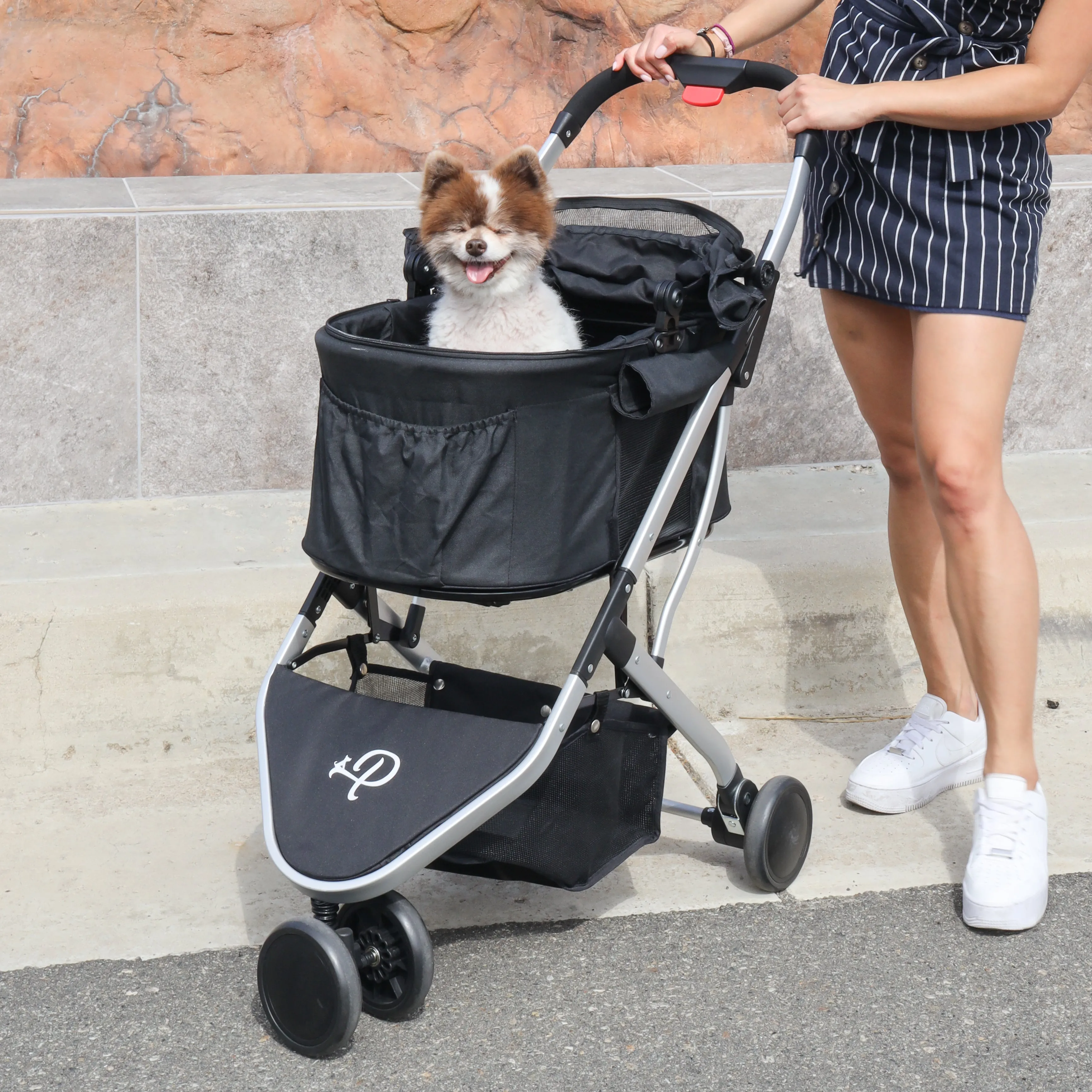 3-in-1 Newport Pet Stroller (Travel Carrier   Car Seat   Stroller), Easy Trifold/Unfold, 360º Front Rotating Wheel, Small/Medium Dogs, Cats and Pets, Supports up to 45LBS