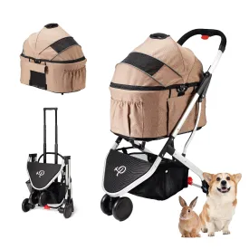 3-in-1 Newport Pet Stroller (Travel Carrier   Car Seat   Stroller), Easy Trifold/Unfold, 360º Front Rotating Wheel, Small/Medium Dogs, Cats and Pets, Supports up to 45LBS