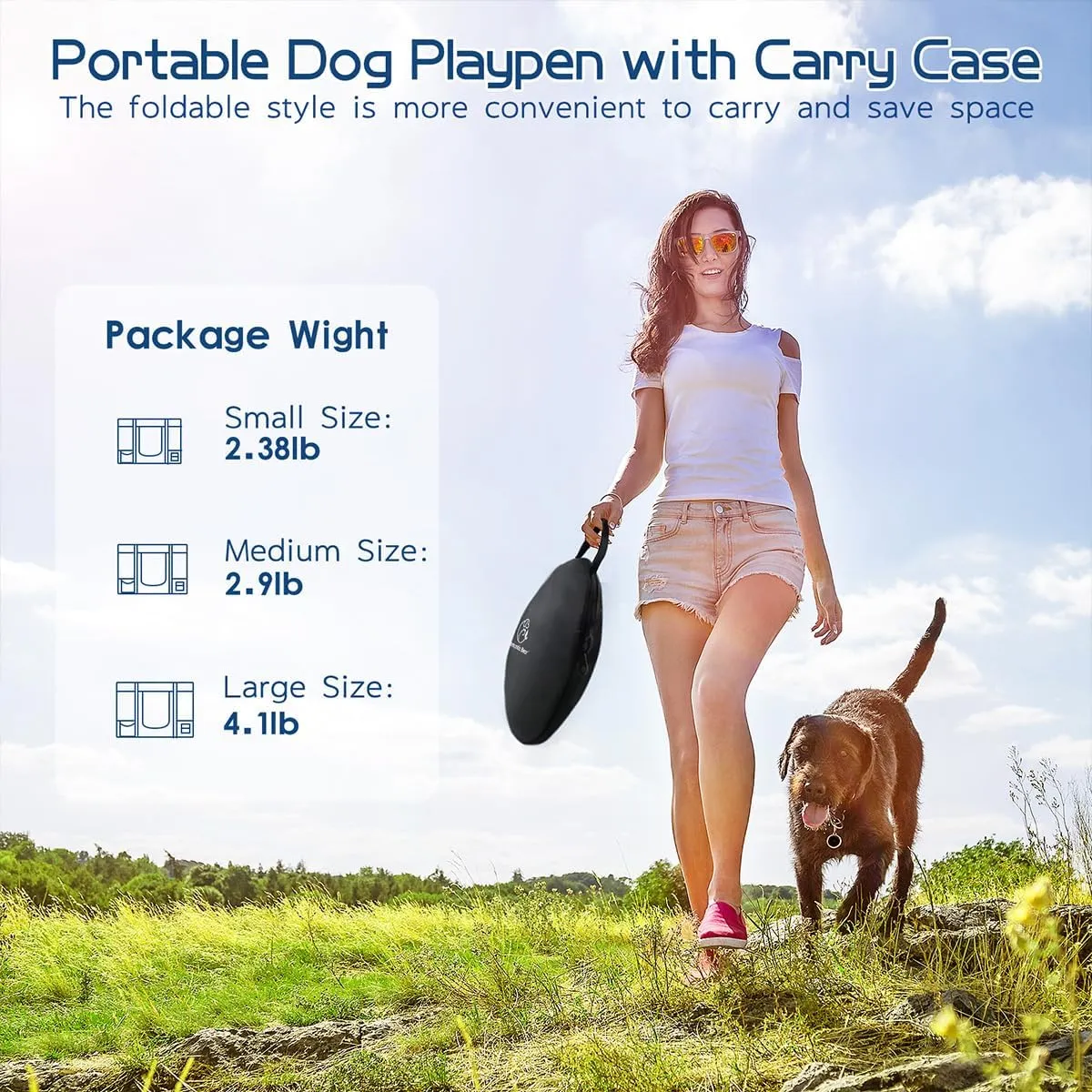 40x32x24 Inches Dog Playpen,Pet Playpen,Foldable Puppy Cat Playpen,Portable Exercise Kennel Tent Crate,Water-Resistant Breathable Shade Cover,Indoor Outdoor Travel Camping Use for Small Animals(L)