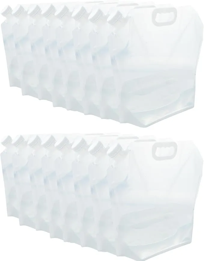 42Gallon(160Litres) Water Storage Containers, Emergency Water Storage 16PCS×2.6Gallon/10L，Collapsible Water Containers, for Fishing, Camping, Hiking&Survival Kit.