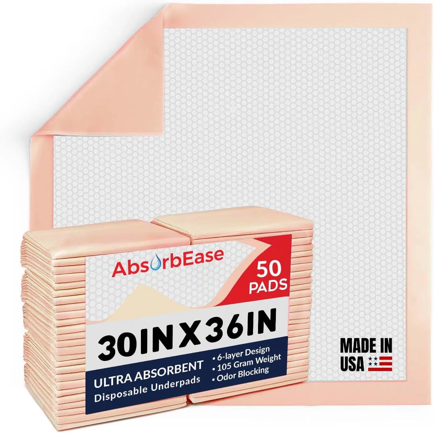 50 Ultra Absorbent XL Disposable Underpads, Odor Eliminating, Waterproof Extra Large 30" x 36" Bed Pads for Incontinence - Leakproof Baby, Dog, Puppy, Adults, Dog Pee Pads USA-Made
