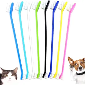 8Pcs Dog Toothbrush, 8 Color Dual Head Dog Tooth Brush, 9" PP Cat Toothbrush with Nylon Hair, Washable Reusable Replacement Puppy