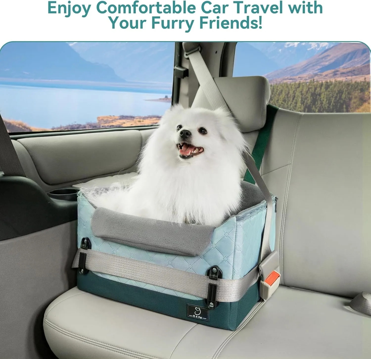A4Pet Dog Car Seats, Small Dog Car Seat with Patent Buckles, Suitable for Small Dogs and Cats Under 25 Lbs, Clip-On Safety Leash, Fits Most Cars Green