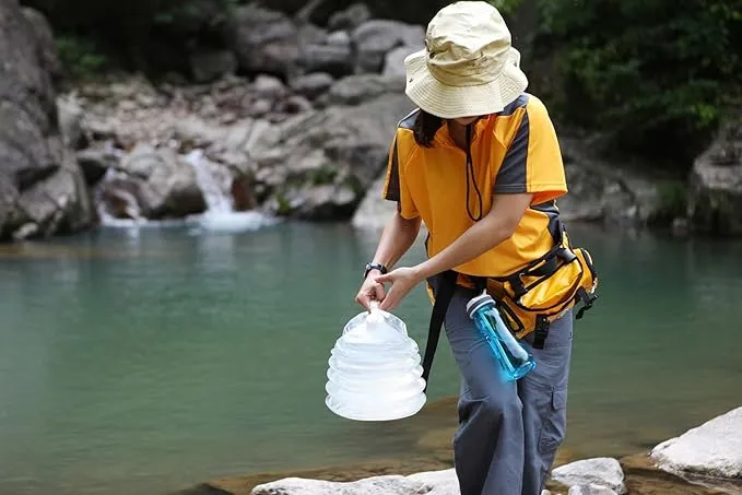 AceCamp Accordion Jerrycans, Collapsible Water Container, Drinking Water Carrier Jug with Spigot, Food Grade PET, Camping, Hiking, Backpacking, Outdoor, Flat Convenient Storage (10 Liter)