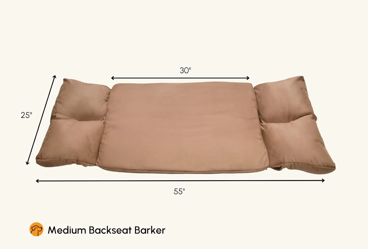 Barker Beds Orthopedic Dog SUV Bed (Medium, Khaki)  Memory Foam Travel Bed for Medium Dogs  Machine-Washable Cover & Headrest  Vet-Recommended for Joint Support  Made in USA