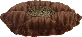 Bessie and Barnie Ultra Plush Godiva Brown/Frosted Willow (Patch) Luxury Shag Deluxe Dog/Pet Cuddle Pod Bed
