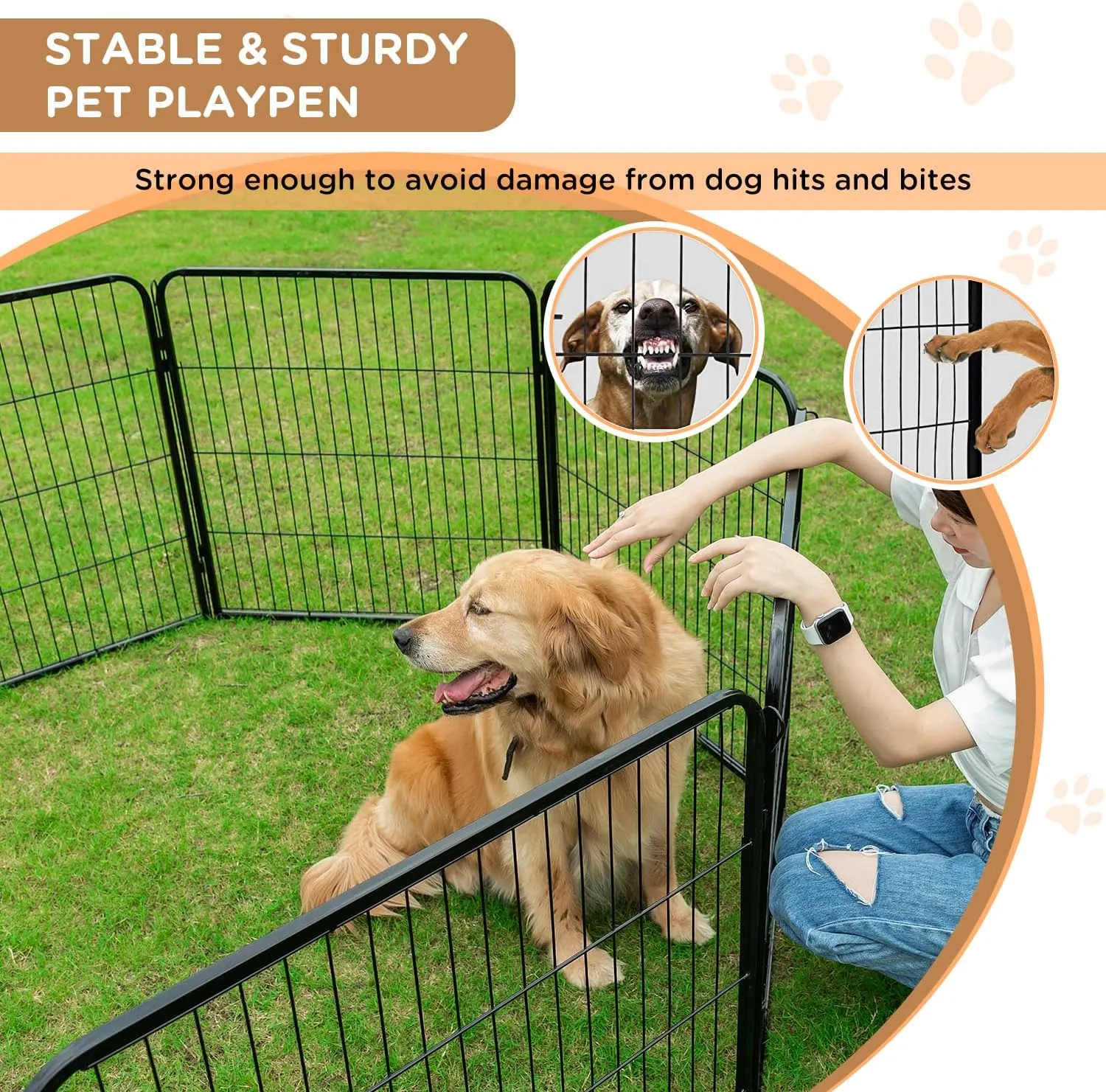 BestPet Dog Playpen Indoor 40 inch 12 Panels Metal Dog Pen Pet Dog Fence Outdoor Exercise Pen with Doors,Pet Puppy Playpen for RV Camping Yard, Black