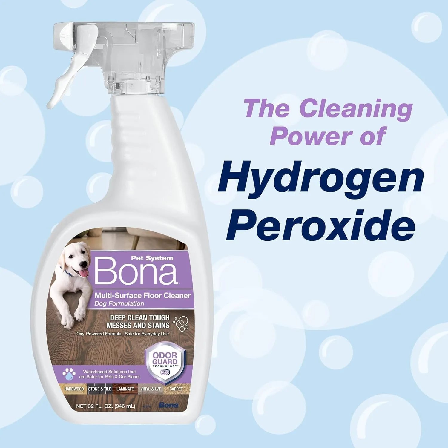 Bona Pet Spray Odor Eliminator, Dog Formulation, 32 fl oz, Safe for Carpeted Areas and Multi-Surface Floors