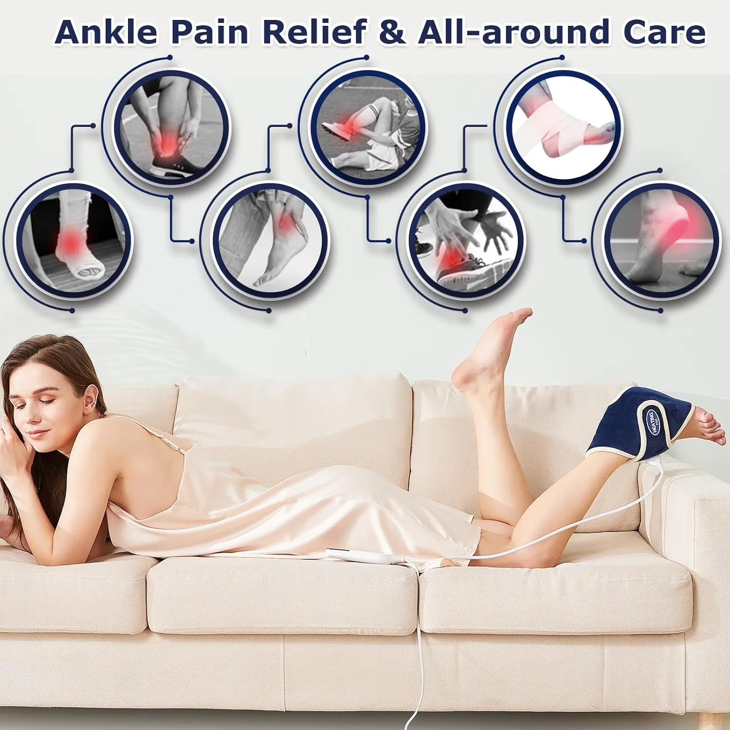 CAMECO Electric Heating Pad for Achilles Tendinitis, Plantar Fasciitis - Auto Shut Off, Adjustable 86F-158F for Pain Relief
