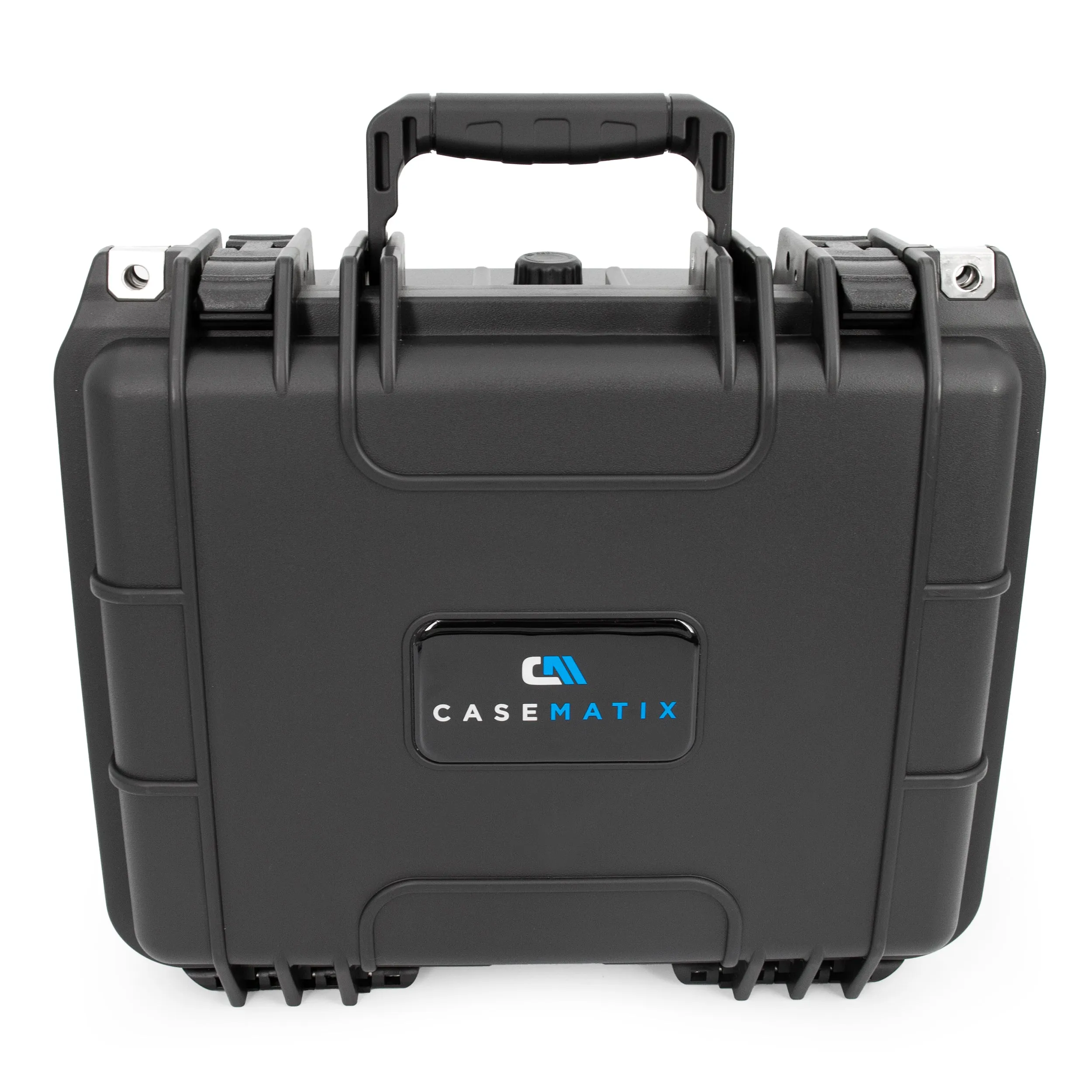 CASEMATIX 13" Waterproof Hard Travel Case with Padlock Rings and Customizable Foam - Fits Accessories up to 11" x 7.5" x 4"