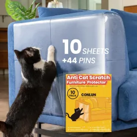 Cat Scratch Furniture Protector-10 Pack Adhesive Couch Protector from Cat Claws, Furniture Protectors from Cats Scratching, 10 Pack  44 Pins