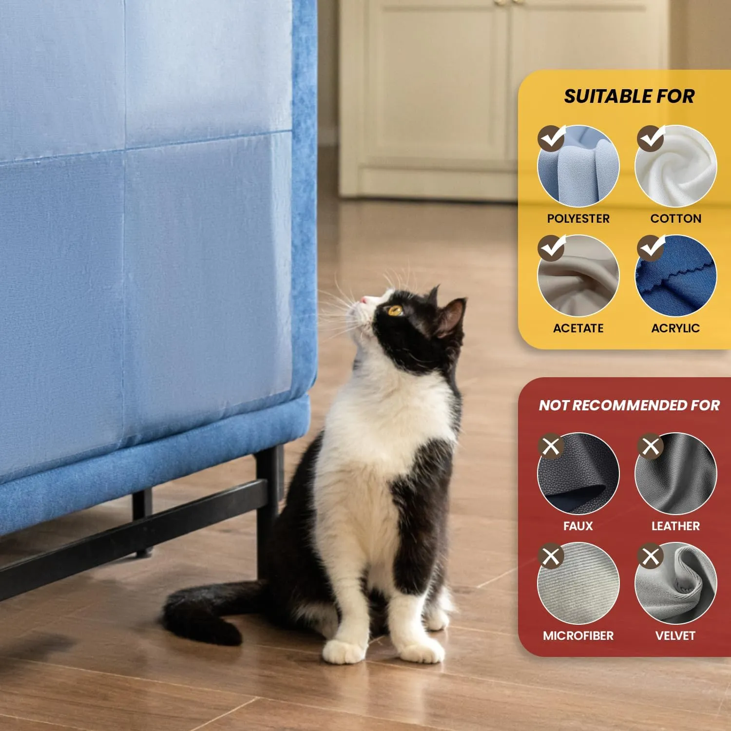 Cat Scratch Furniture Protector-10 Pack Adhesive Couch Protector from Cat Claws, Furniture Protectors from Cats Scratching, 10 Pack  44 Pins