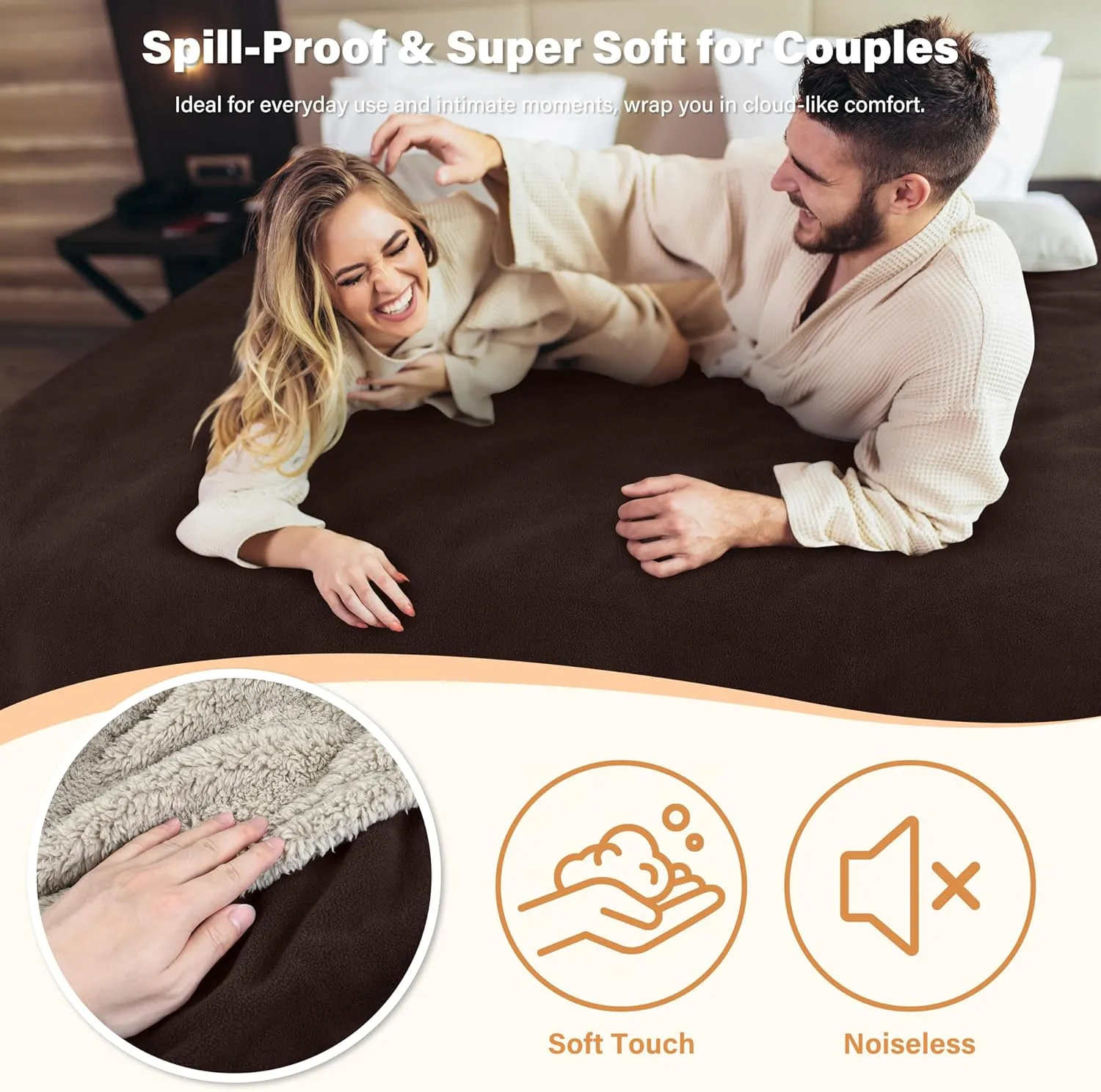 Catalonia Waterproof Blanket, Washable Leakproof Bed Cover for Couples, Reversible Protector Blanket for Bed Couch Sofa, Stain Proof Blanket Pad for Adults, 50X60 inches, Brown