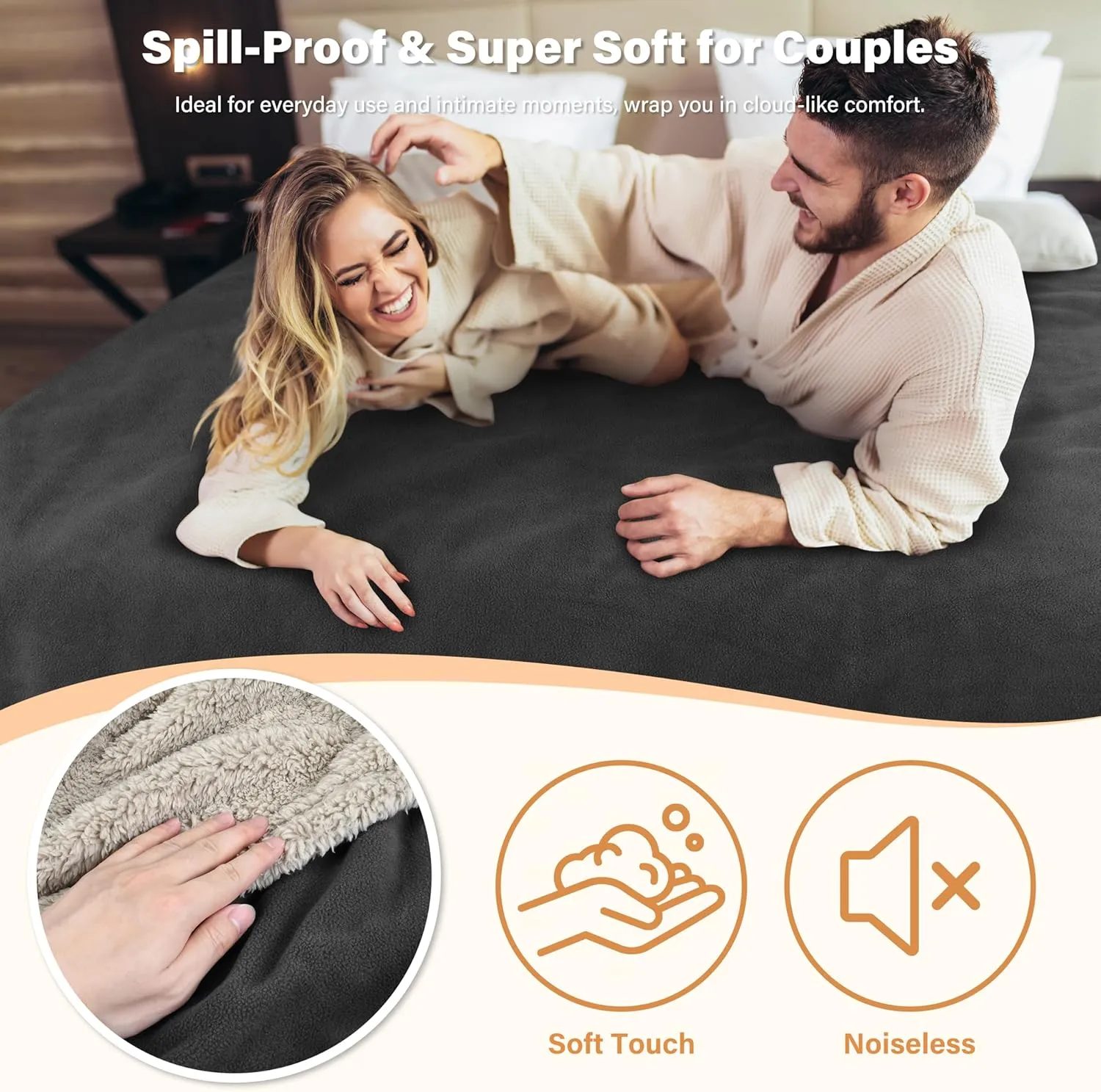 Catalonia Waterproof Blanket, Washable Leakproof Bed Cover for Couples, Reversible Protector Blanket for Bed Couch Sofa, Stain Proof Blanket Pad for Adults, 50X60 inches, Gray/Taupe