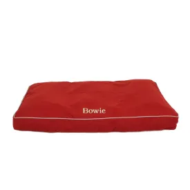 Classic Canvas Personalized Rectangle Dog Bed Barn Red/Khaki