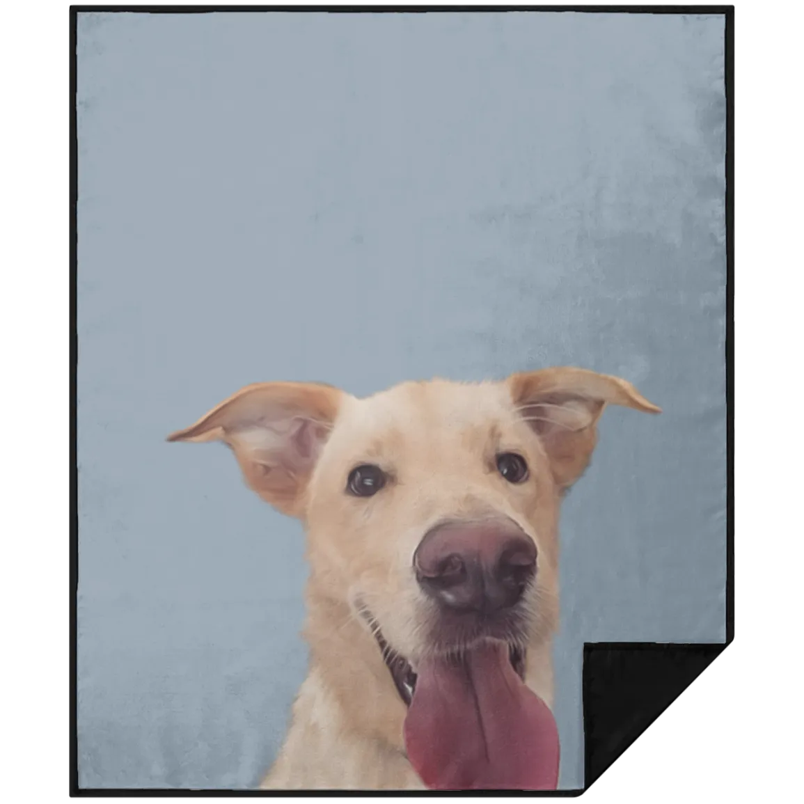 Custom Dog Portrait Sherpa Blanket| Slate Blue