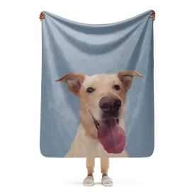 Custom Dog Portrait Sherpa Blanket| Slate Blue