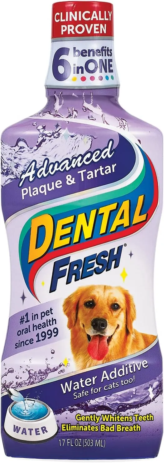 DENTAL FRESH Water Additives Bundle for Dogs & Cats,Original Formula 32oz & Advanced Plaque & Tartar Formula 17oz,Helps improve overall oral health, better breath, and targets plaque & tartar build up