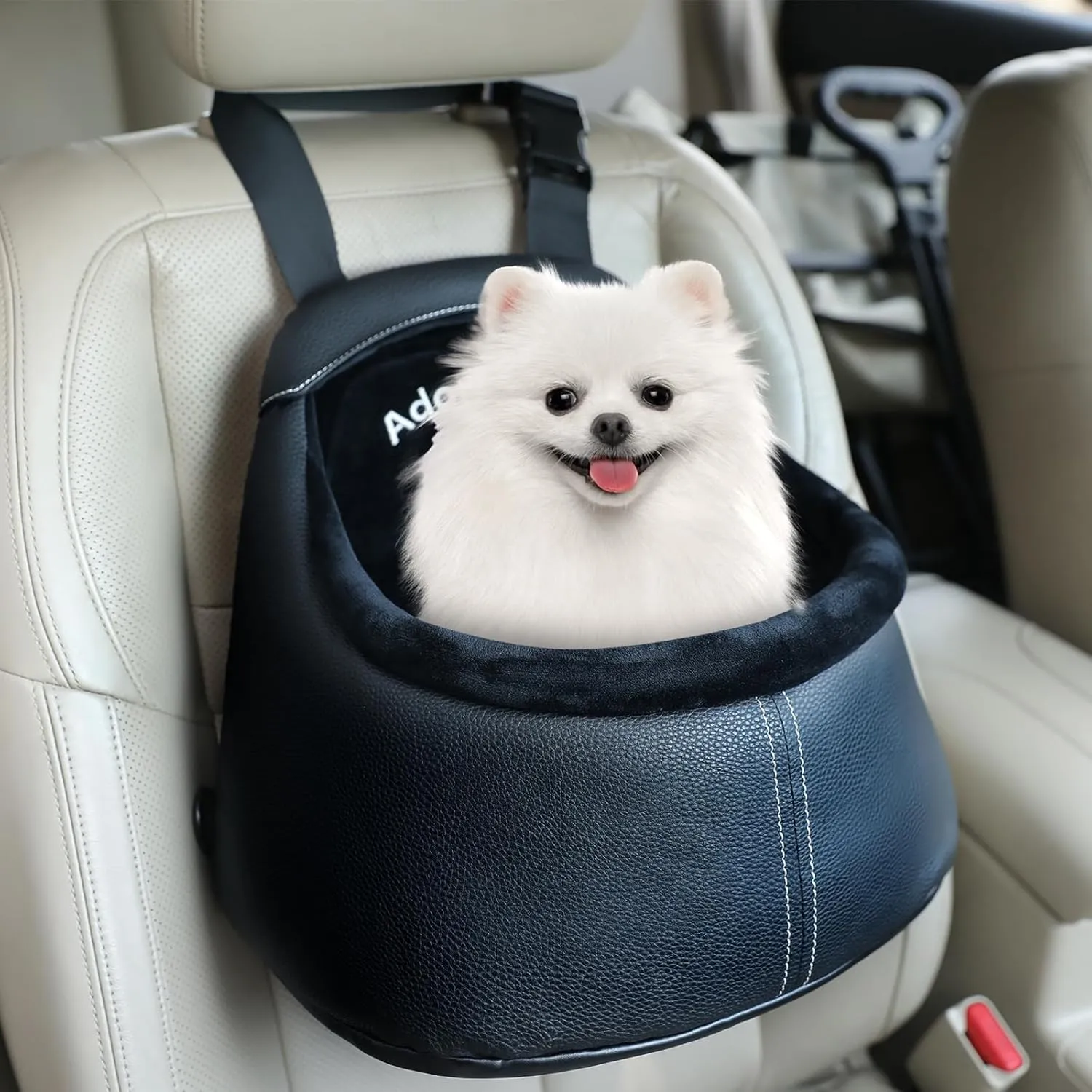 Dog Car Seat for Small Dogs, Luxury PU Leather Dog Booster Seat, Car Seat for Dogs, Can be Used as Carrier Bag