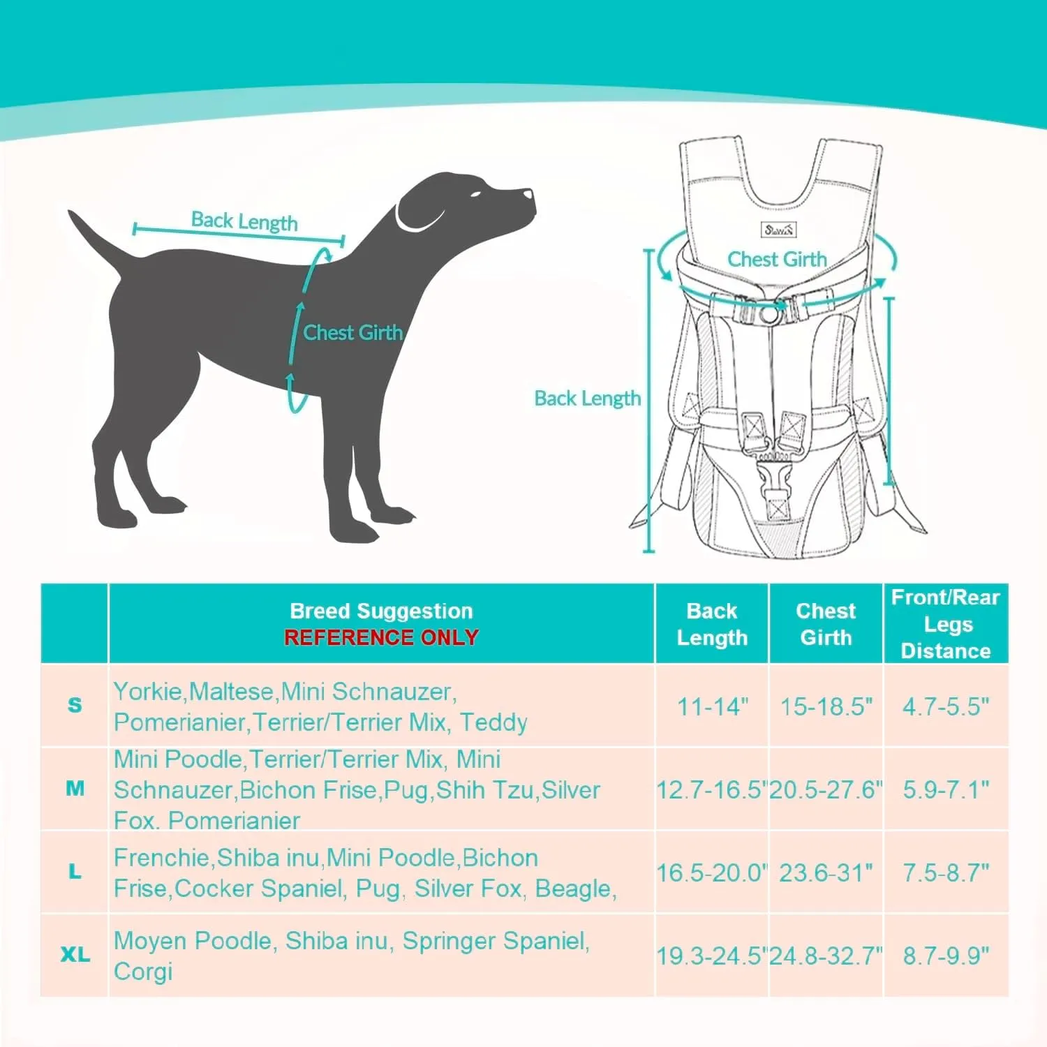 Dog Carrier Backpacks, Adjustable Dog Backpack Carrier, Legs Out Easy-fit Dog Chest Carrier for Medium Small Dogs, Hands Free Dog Front Carrier for Hiking, CyclingBlack L