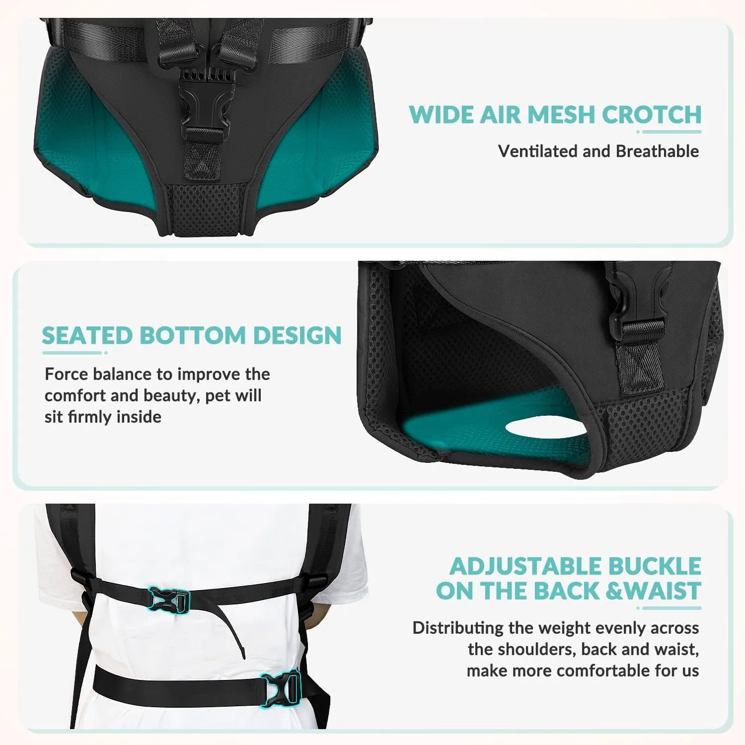 Dog Carrier Backpacks, Adjustable Dog Backpack Carrier, Legs Out Easy-fit Dog Chest Carrier for Medium Small Dogs, Hands Free Dog Front Carrier for Hiking, CyclingBlack L