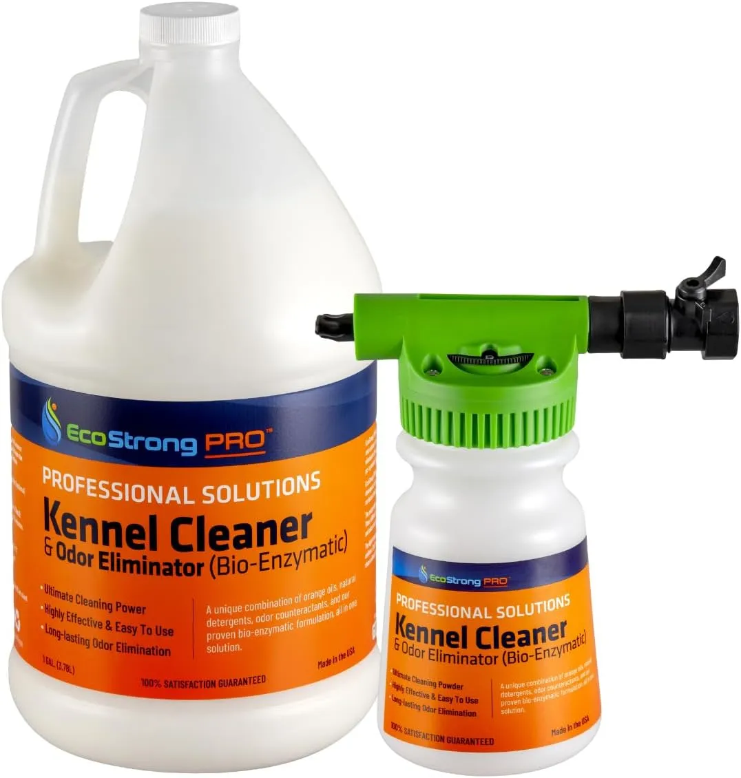 Dog Kennel Odor Eliminator Concentrate | Pet Odor Eliminator for Home and Outdoor Kennels | Multi-Surface Deodorizer and Cleaner - Natural Pet Safe Formula (128 Fl Oz w Hose End Sprayer)