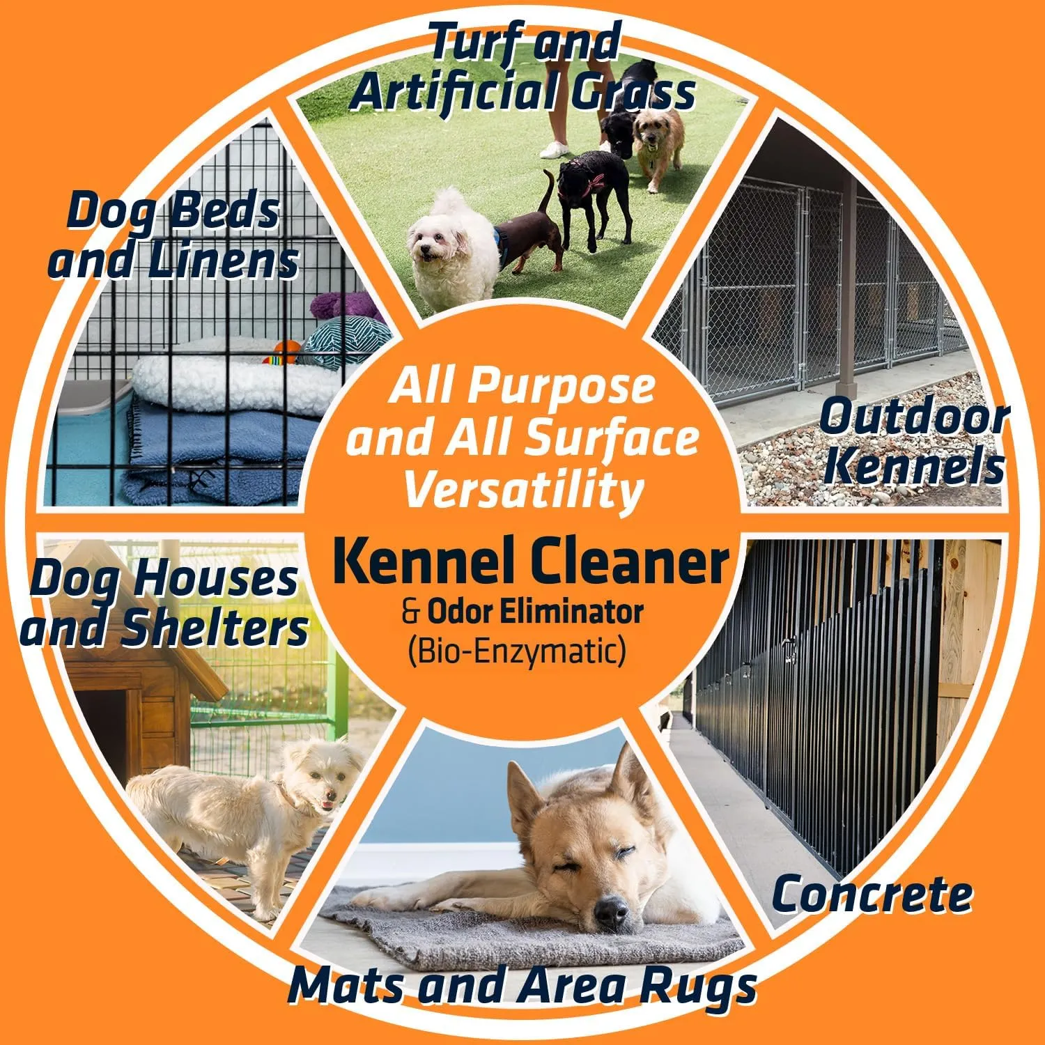 Dog Kennel Odor Eliminator Concentrate | Pet Odor Eliminator for Home and Outdoor Kennels | Multi-Surface Deodorizer and Cleaner - Natural Pet Safe Formula (128 Fl Oz w Hose End Sprayer)