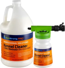 Dog Kennel Odor Eliminator Concentrate | Pet Odor Eliminator for Home and Outdoor Kennels | Multi-Surface Deodorizer and Cleaner - Natural Pet Safe Formula (128 Fl Oz w Hose End Sprayer)
