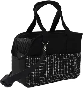 Dog Purse Carrier for Small Dogs,Cozy Plush Pets Carrier Purse Outdoor Picnic Shopping Woman Luxury Style (Black)