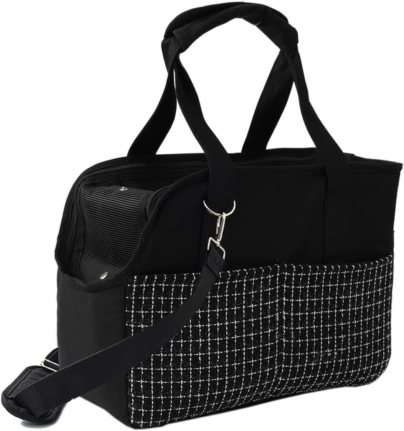 Dog Purse Carrier for Small Dogs,Cozy Plush Pets Carrier Purse Outdoor Picnic Shopping Woman Luxury Style (Black)