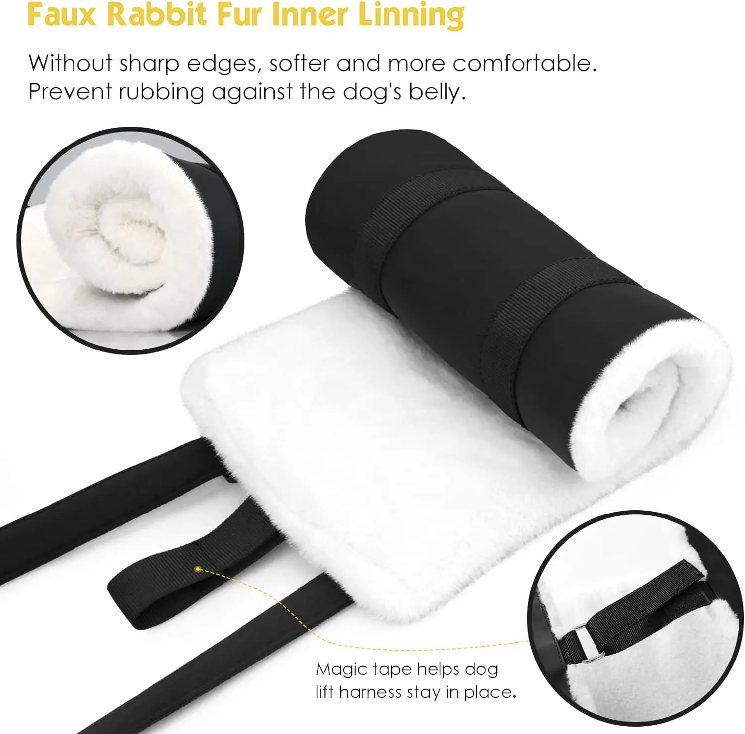 Dog Sling for Large Dogs Hind Leg Support, Magic Tape Dog Lift Harness, Soft Dog Support Harness for Back Legs, Hip Support Harness to Help Senior, Injured, Disabled and After ACL Surgery