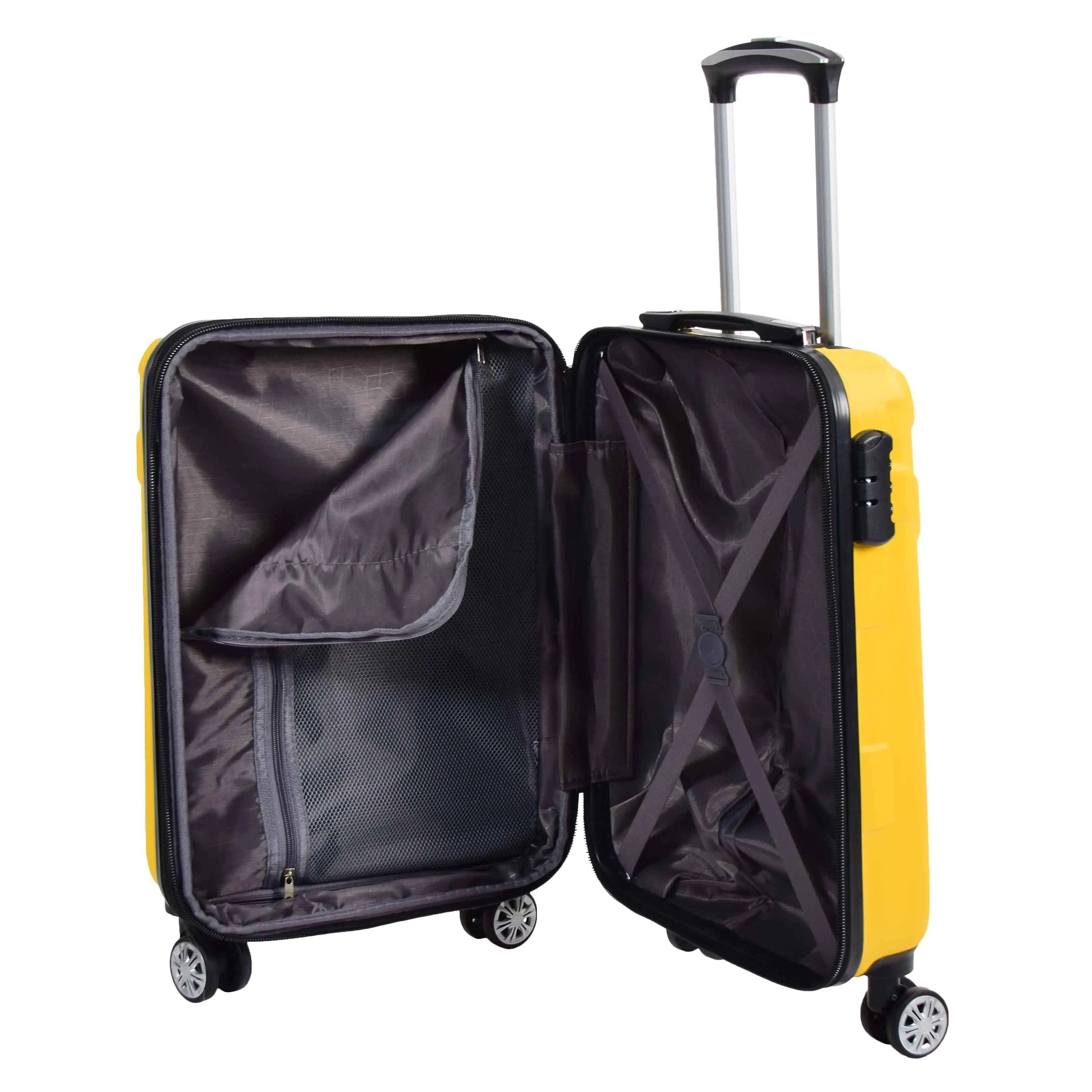 DR575 Expandable Hard Shell Cabin Luggage With Four Wheels Yellow