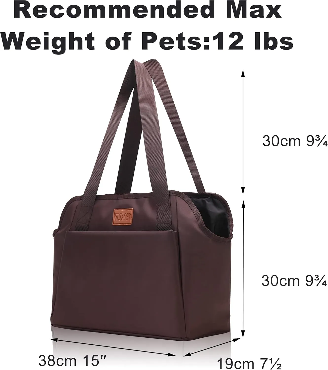 FDJASGY Dog Purse Carrier with Pocket and Safety Tether,Soft-Sided Small Dog Carrier for Small Medium Pet Outdoor Shopping Tote Bag Coffee