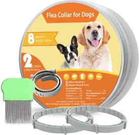 Flea Collars for Dogs, Dog Flea & Tick Control Flea Collar 8 Months Protection, Waterproof Dog Flea Collar, Flea Prevention for Dogs with Comb and Prevention Treatment Drop