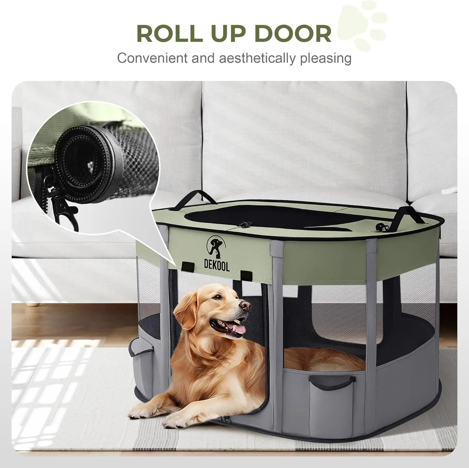 Foldable Pet Dog Playpen, Portable Dog Crate for Puppies, Cat, Rabbit, Chicks, Puppy Play Pen for Indoors, Kennel Tent Crate for Indoor Outdoor Travel Camping Use with Carrying Case (Green, M)