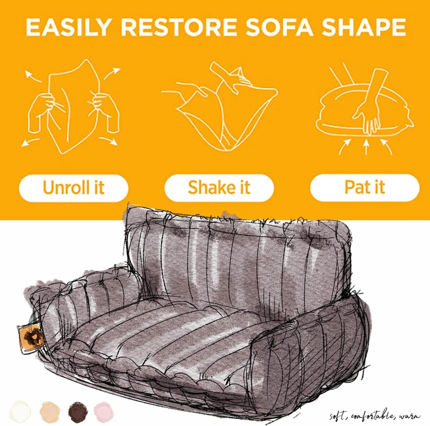 FUNNY FUZZY Dog Bed for Medium Large Dogs - Orthopedic Dog Sofa with Removable Washable Cover and Anti-Slip Bottom, Supportive Foam Pet Couch Bed (Dark Grey, XXL)