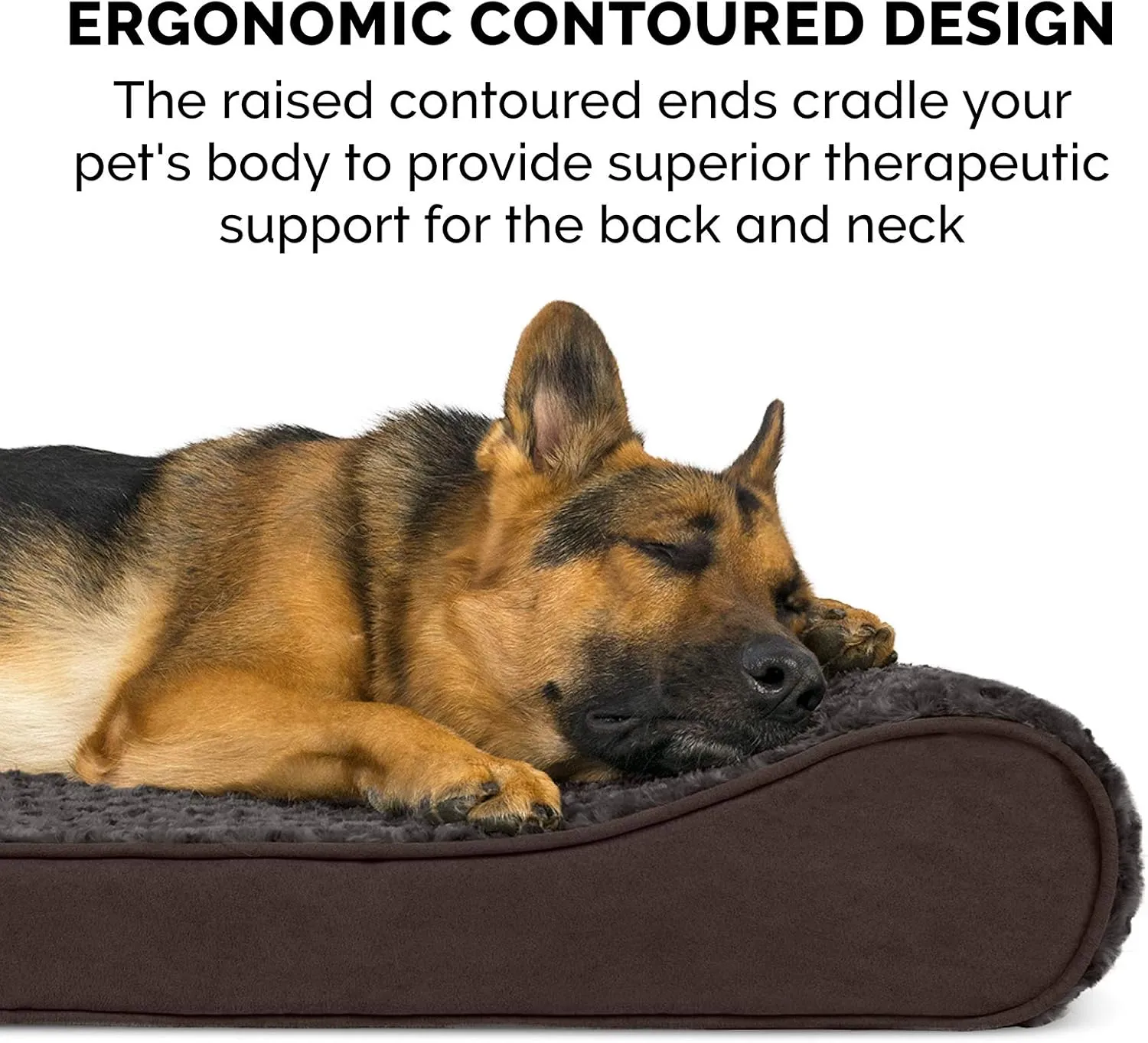 Furhaven Memory Foam Dog Bed for Large Dogs w/ Removable Washable Cover, For Dogs Up to 150 lbs - Ultra Plush Faux Fur & Suede Luxe Lounger Contour Mattress - Chocolate, Jumbo Plus/XXL