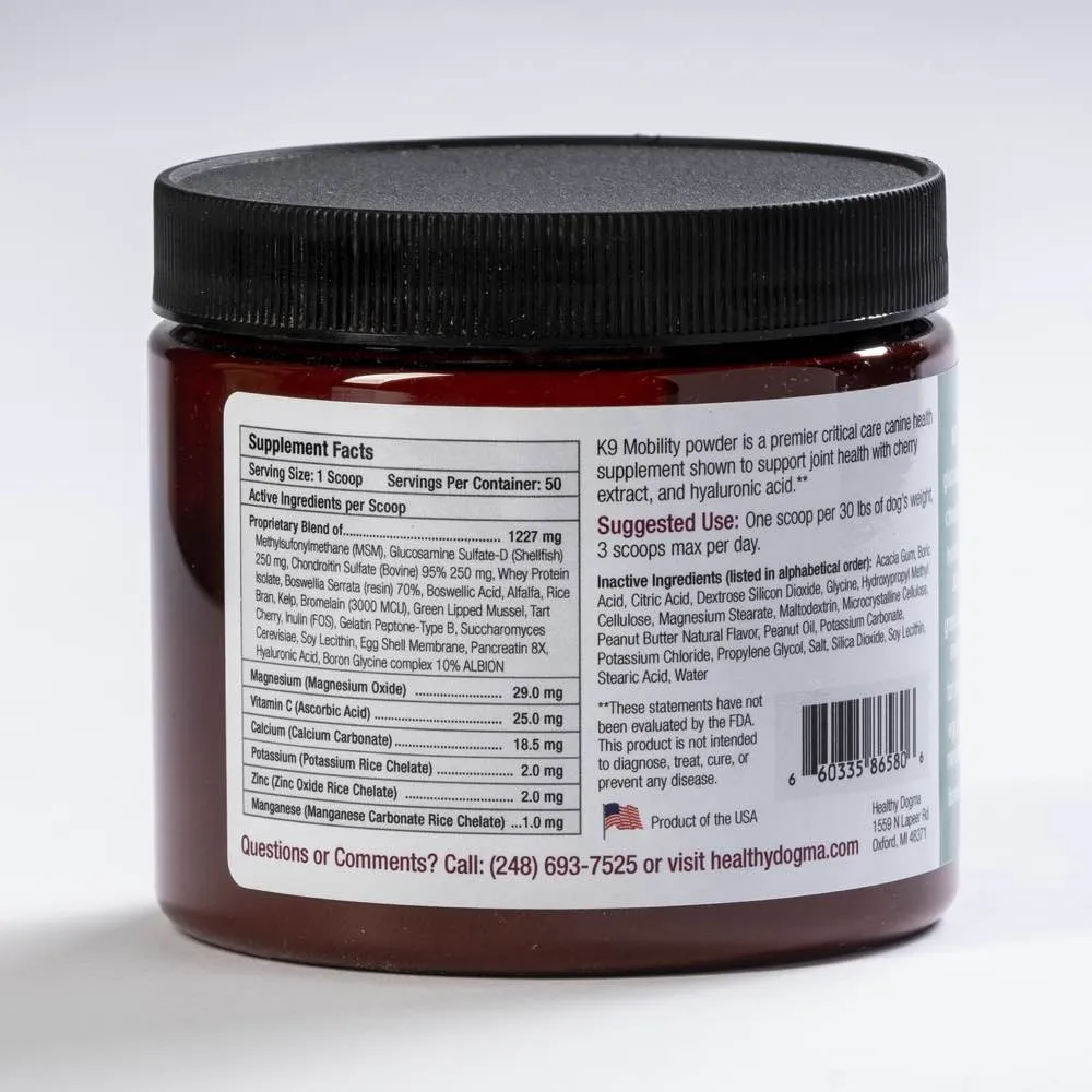 Healthy Dogma K9 Mobility Joint Care Dog Supplement 6oz