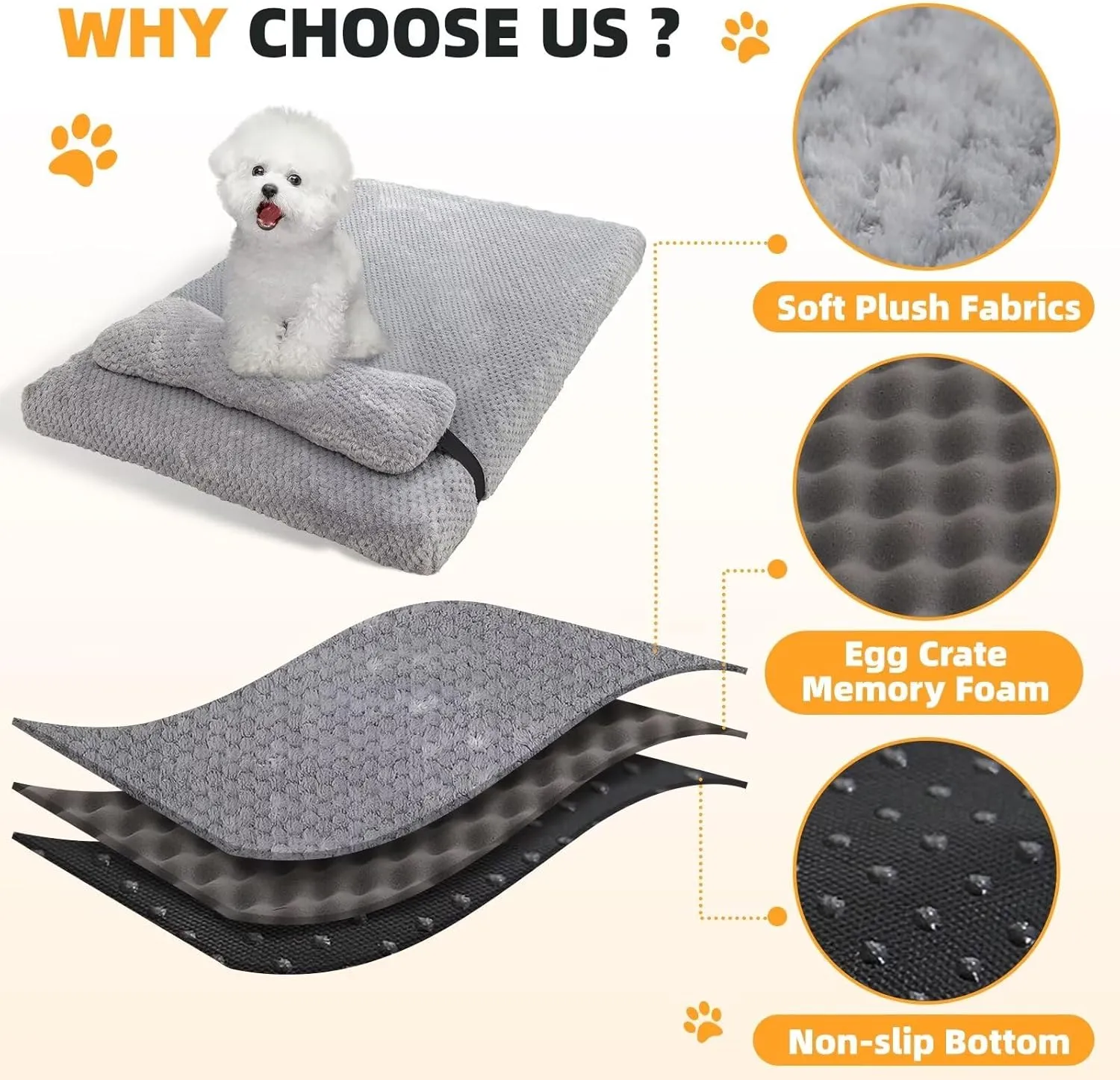 huraty Dog Bed with Pillow for Small Dogs, Orthopedic Dog Bed with Removable Cover, Washable Pet Bed Mat Suitable for Pets Up to 5 lbs, Pink 17.7x11.8x2 in