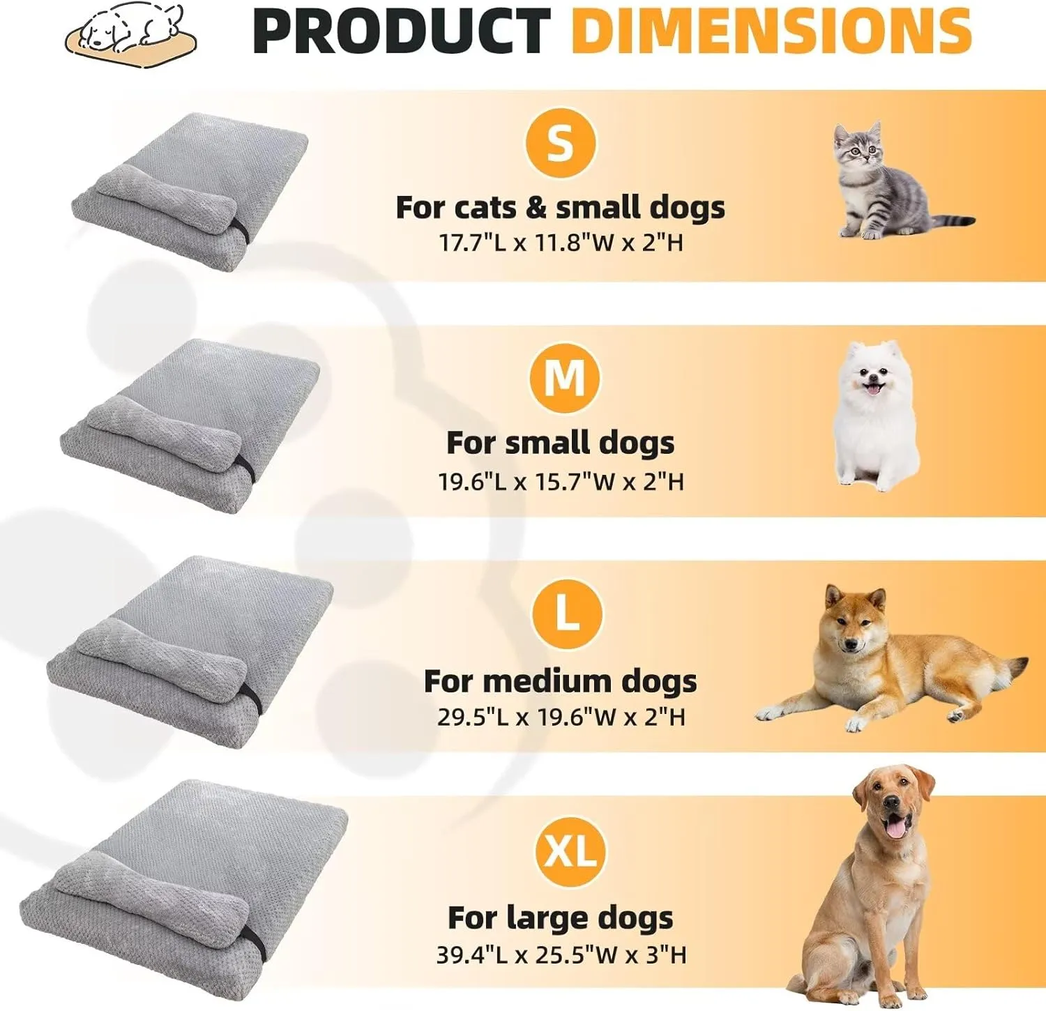 huraty Dog Bed with Pillow for Small Dogs, Orthopedic Dog Bed with Removable Cover, Washable Pet Bed Mat Suitable for Pets Up to 5 lbs, Pink 17.7x11.8x2 in
