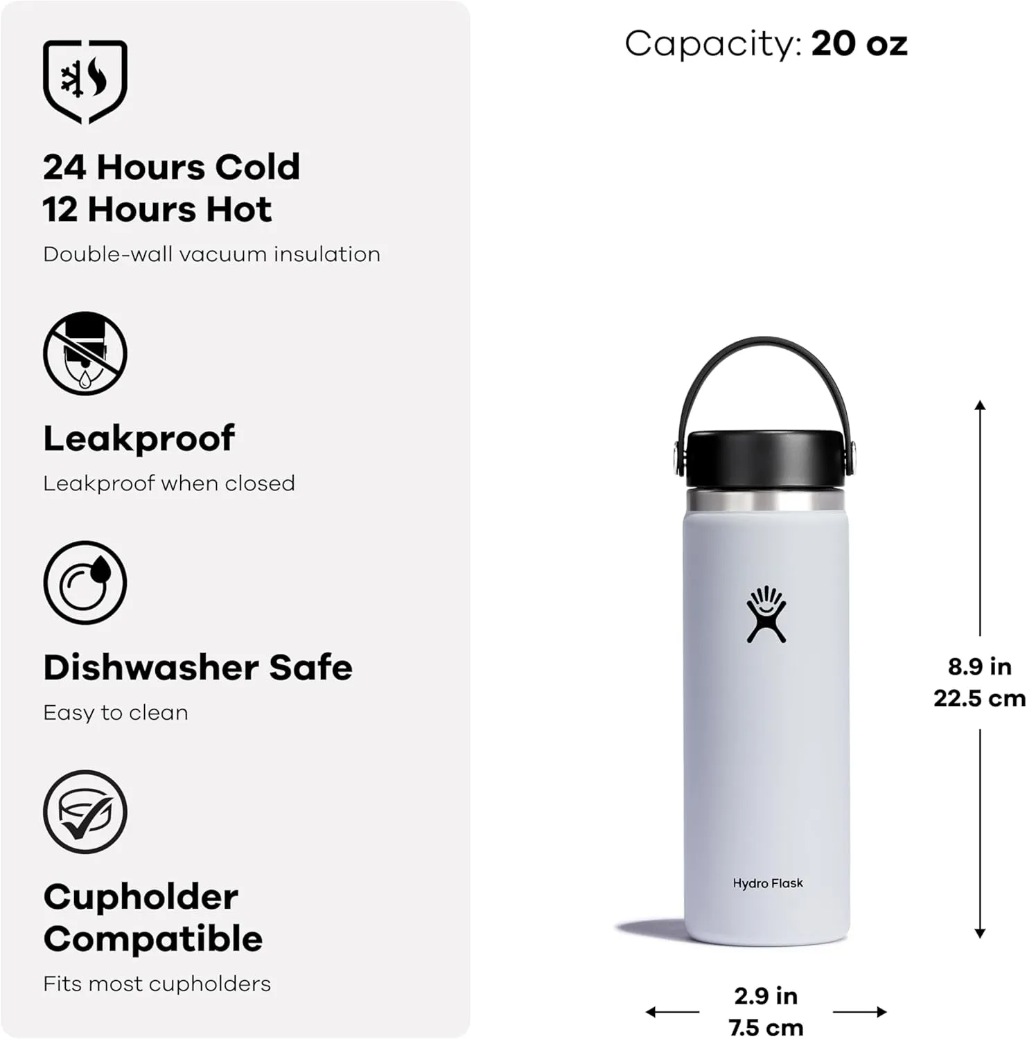 Hydro Flask Wide Flex Cap Black 20 Oz