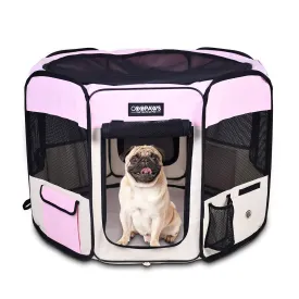 Jespet 2-Door Portable Soft-Sided Dog, Cat & Small Pet Exercise Playpen, Pink,  36''