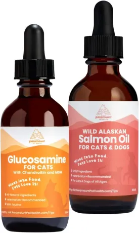 Joint & Heart Wellness Bundle for Cats: Liquid Glucosamine   Wild Alaskan Salmon Oil
